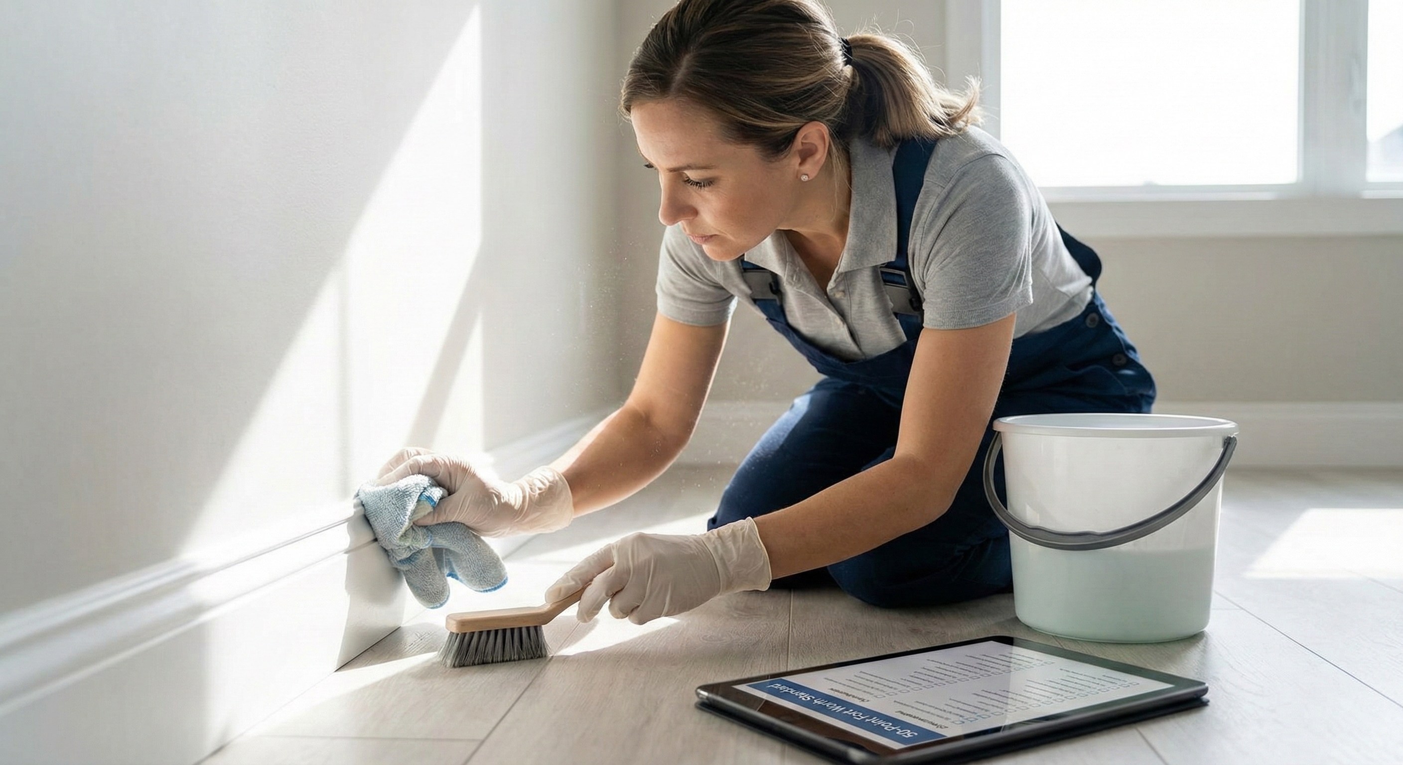 Gleaming kitchen countertop after professional cleaning
